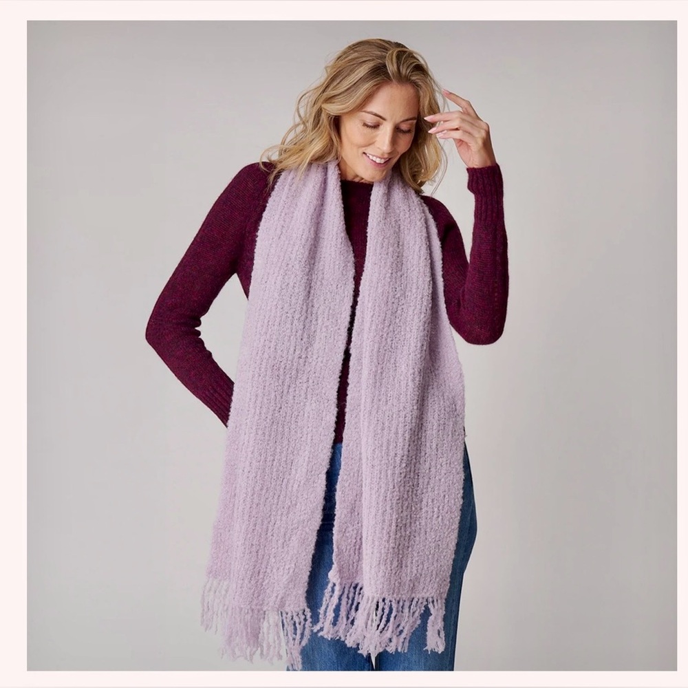 Soft Lavender Fringe Scarf - Women's Cozy Wrap